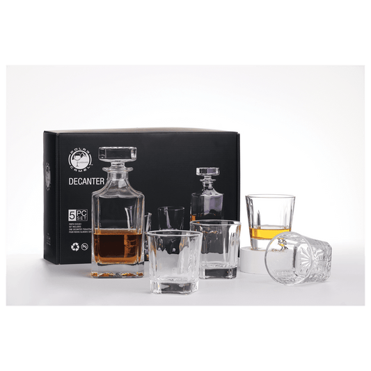 Custom 750ml Square Glass Decanter Set with Four Glasses and Gift Box
