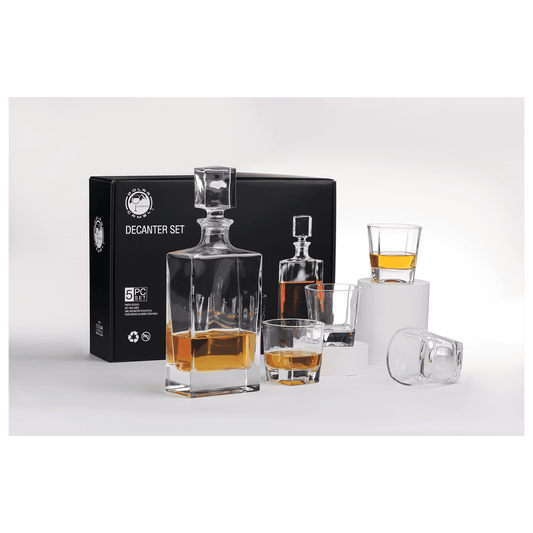 Custom 810ml Rectangle Glass Decanter Set with Four Glasses and Gift Box