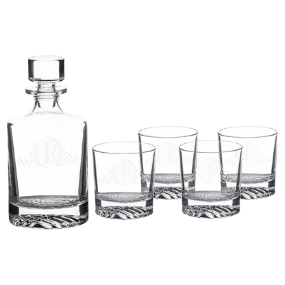 Custom 850ml Round Glass Decanter Set with Four Glasses and Gift Box