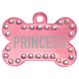 Custom 1 1/2" x 1" Laserable Anodized Aluminum Swarovski Bling Bone with Tab