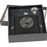 Custom 6 oz. Matte Black Flask Set in Presentation Box