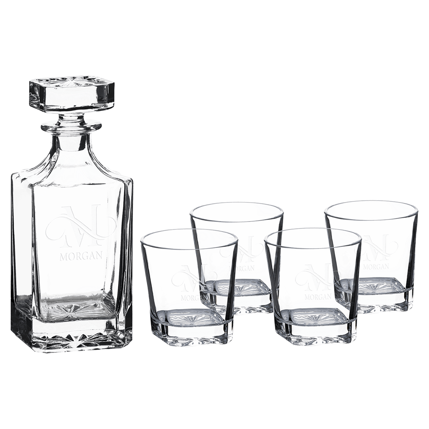 Custom 750ml Square Glass Decanter Set