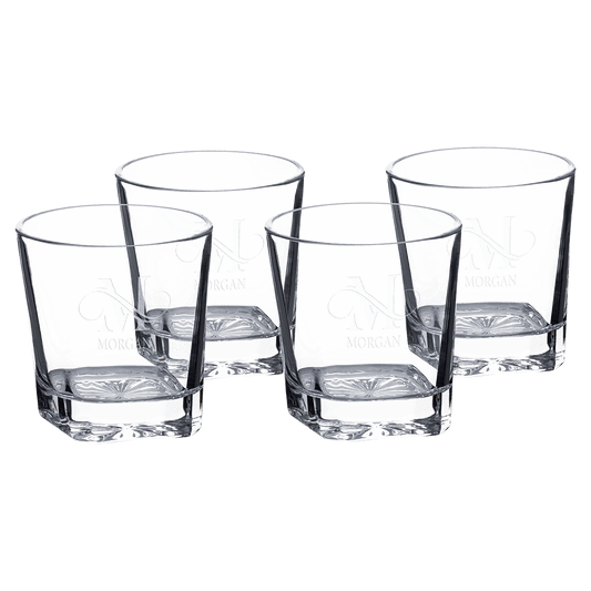 Custom 11 oz. Square Rocks Glasses Set of 4