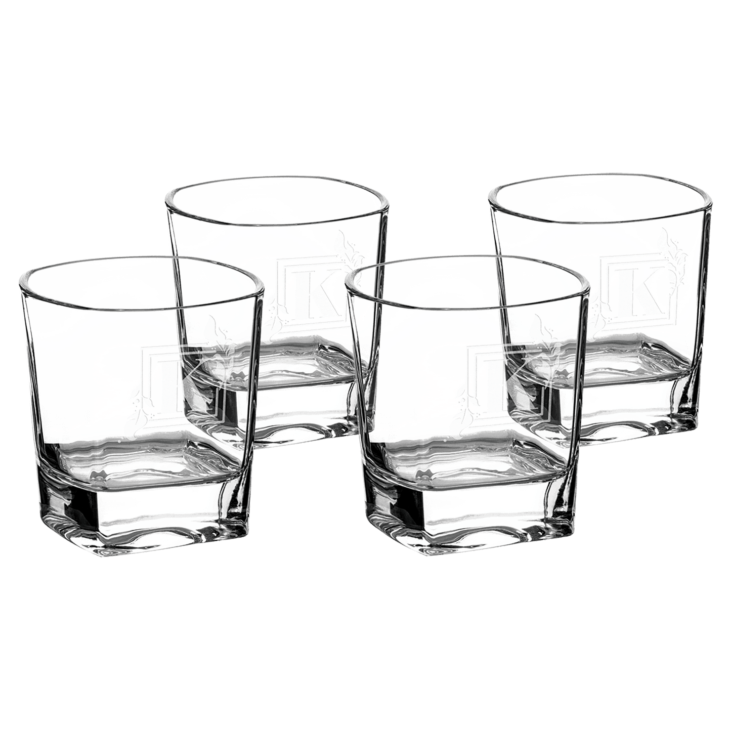 Custom 8 oz. Rectangle Rocks Glasses Set of 4