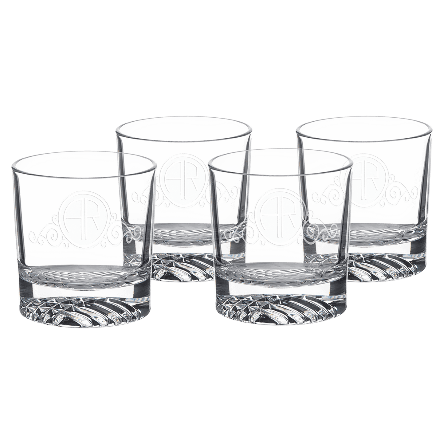 Custom 9 oz. Round Rocks Glass Set of 4