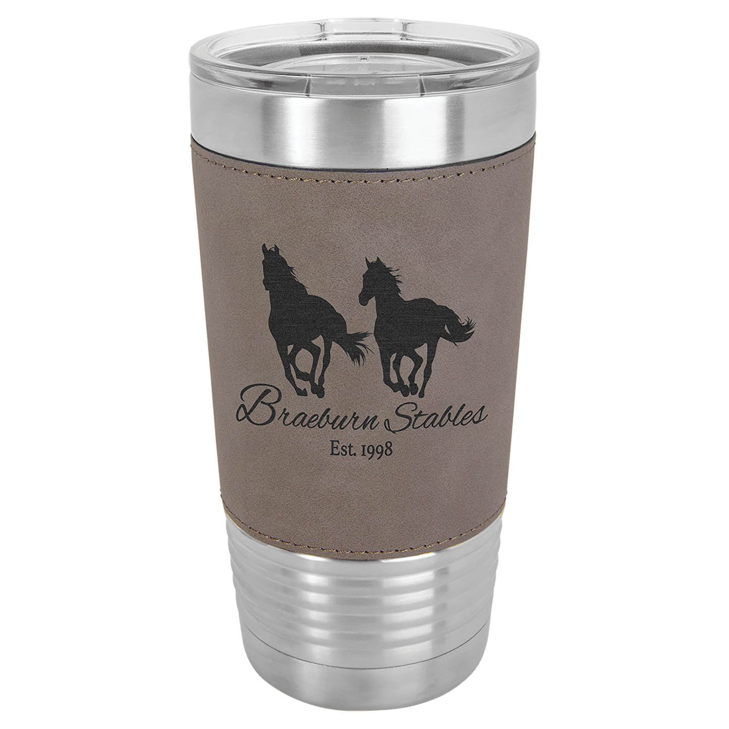 Custom 20 oz. Laserable Leatherette Tumbler with Clear Lid