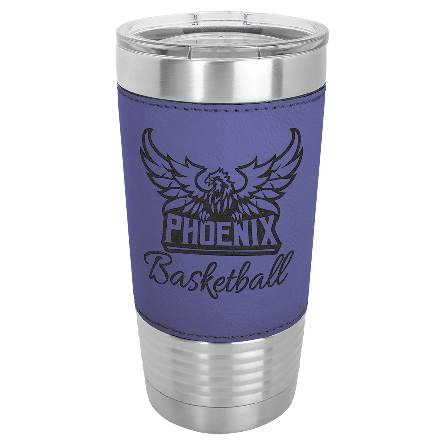 Custom 20 oz. Laserable Leatherette Tumbler with Clear Lid