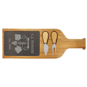 Custom Acacia Wood/Slate Serving Board with Two Tools